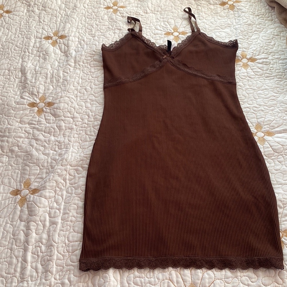 Brown ribbed body c&n dress from H&M